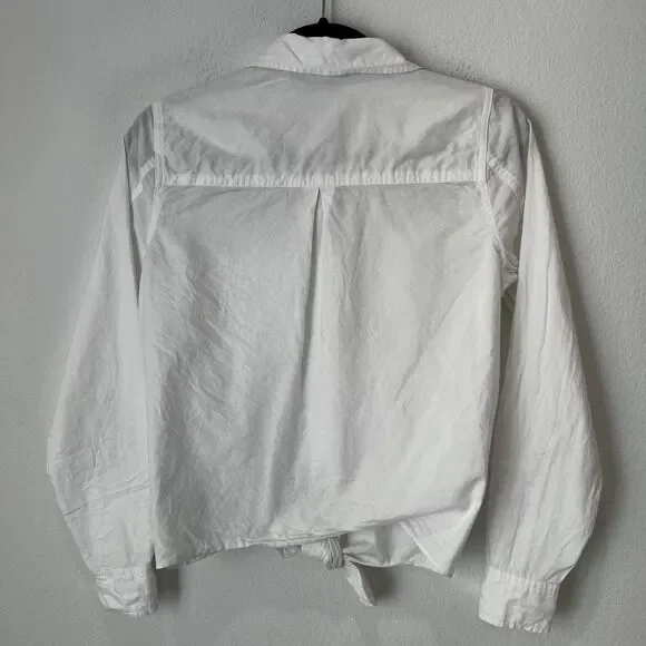 Madewell Button Up Tie Front White Shirt Size XS Classic Casual Coastal Preppy - Picture 7 of 10